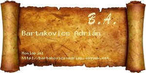 Bartakovics Adrián névjegykártya